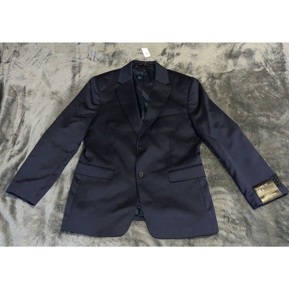 Size 38S Banana Republic Factory logo MODERN CLASSIC SATIN SUIT JACKET Navy - Picture 1 of 10